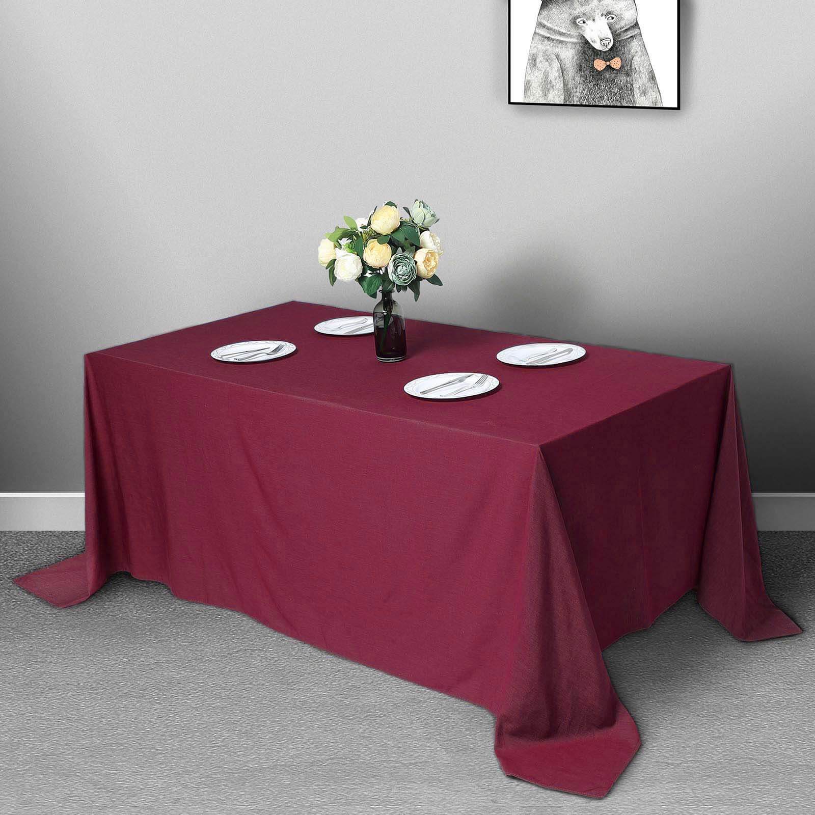 Polyester 90"x132" Rectangle Tablecloth Burgundy - Seamless Wrinkle-Resistant Table Cover - Image 2