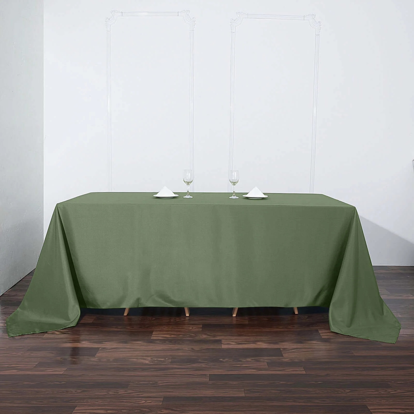 Polyester 90"x132" Rectangle Tablecloth Olive Green - Seamless Wrinkle-Resistant Table Cover - Image 3