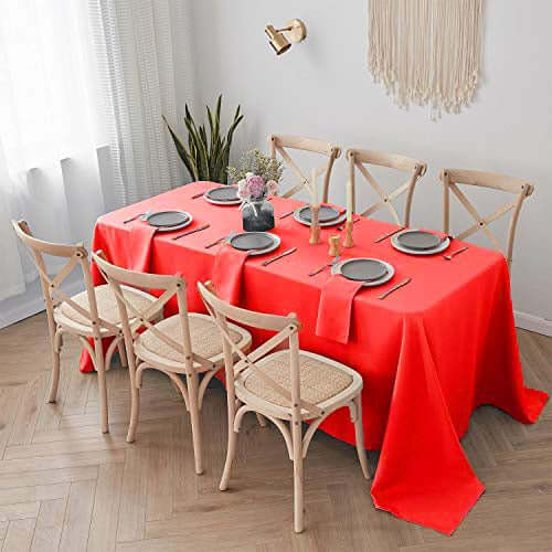 Polyester 90"x132" Rectangle Tablecloth Red - Seamless Wrinkle-Resistant Table Cover - Image 8
