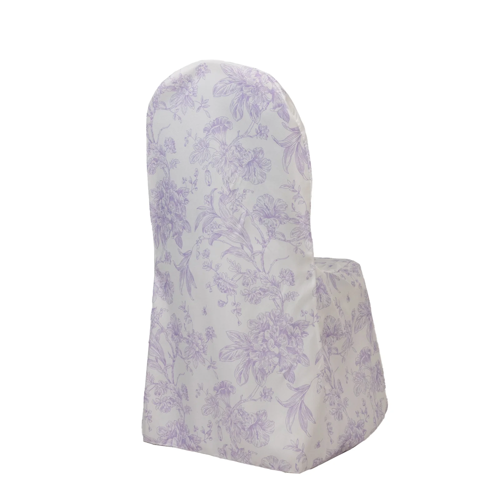 10 Pack Polyester Chair Covers for Banquet Chairs – White Lavender Lilac French Toile Pattern, Reusable Stain-Resistant Slip-On Slipcovers - Image 6