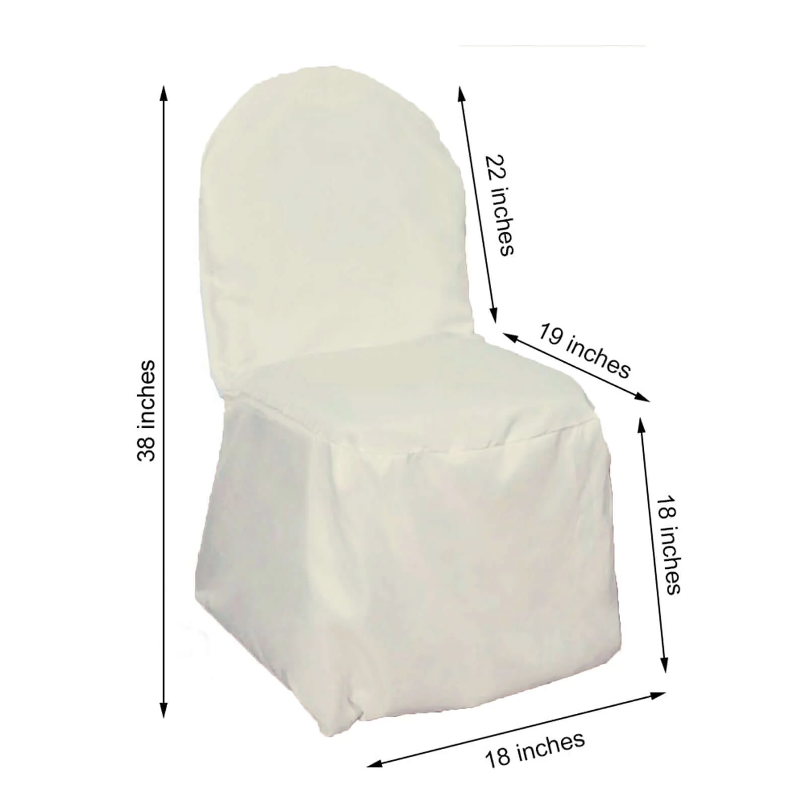 Polyester Slip On Banquet Chair Covers Ivory - Stain-Resistant Reusable Durable Fabric - Image 3