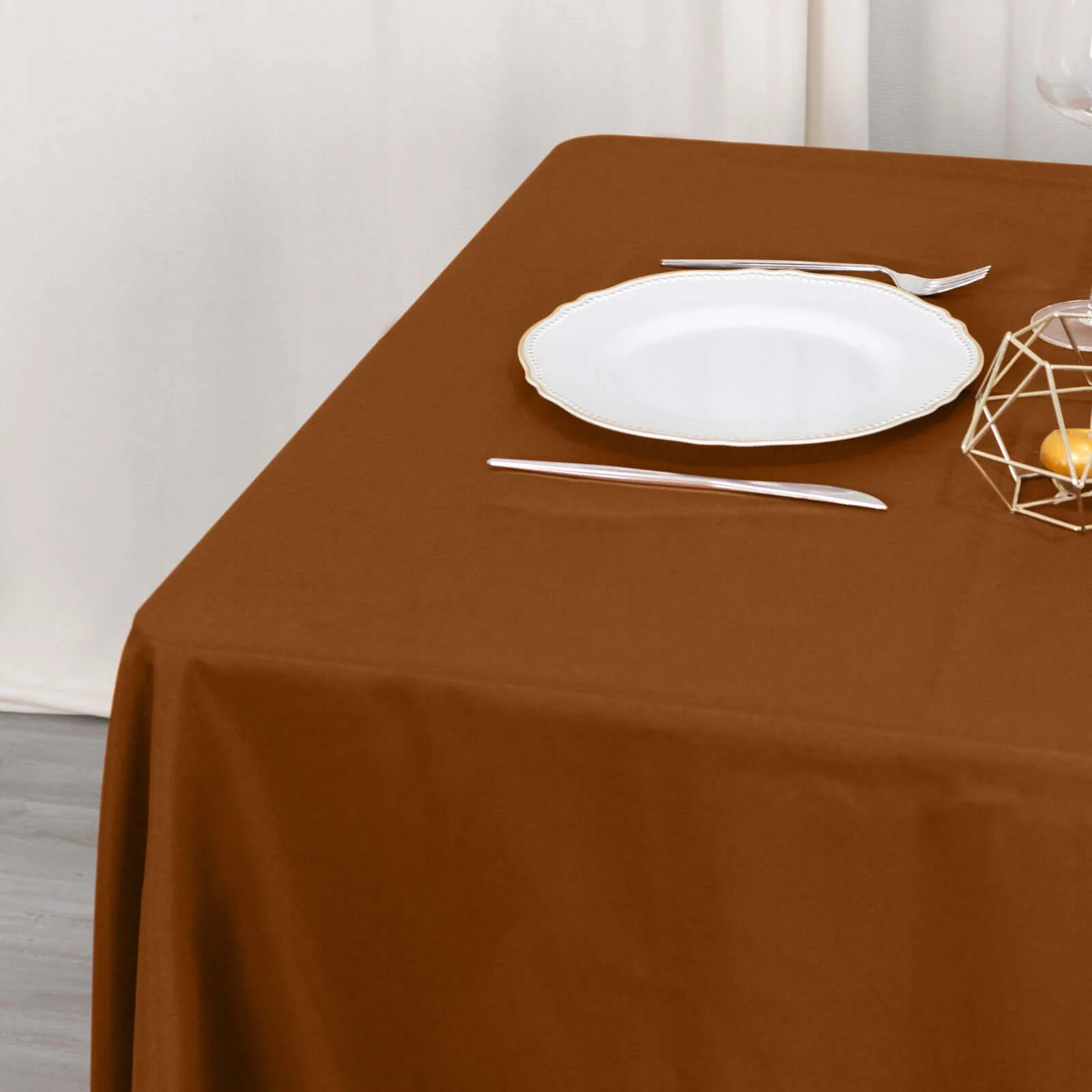 Polyester Square 70"x70" Tablecloth Cinnamon Brown - Wrinkle-Resistant & Durable Table Cover - Image 3
