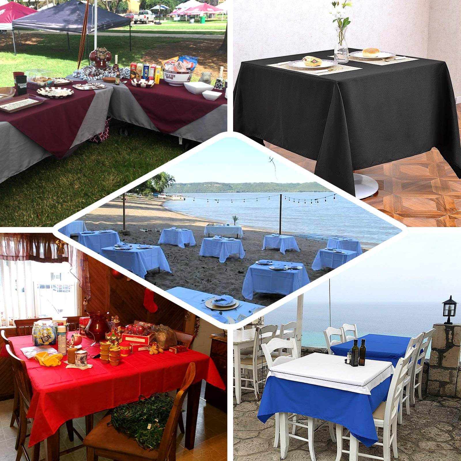 Polyester Square 70"x70" Tablecloth Cinnamon Brown - Wrinkle-Resistant & Durable Table Cover - Image 5
