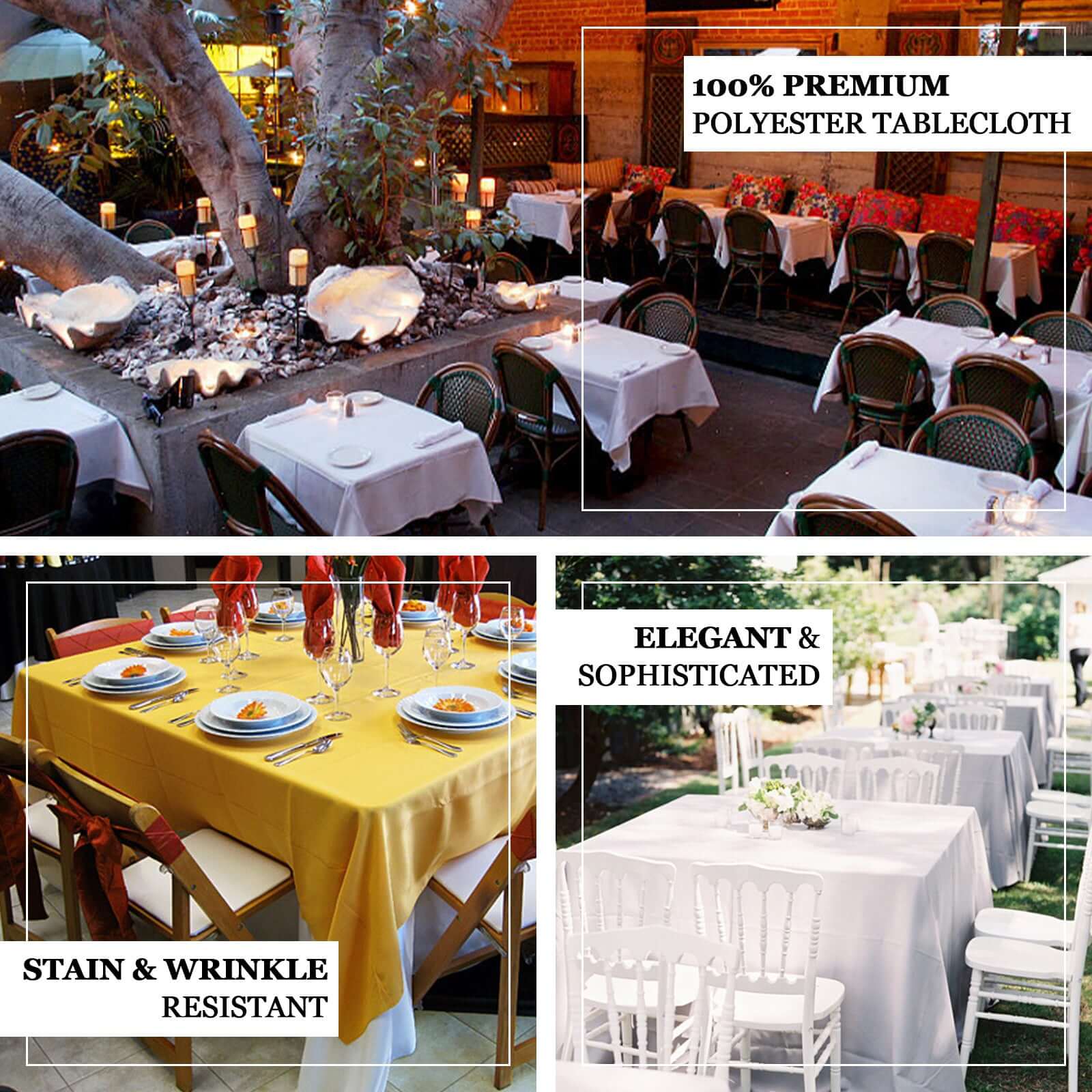 Polyester Square 90"x90" Tablecloth Orange - Wrinkle-Resistant & Durable Table Cover - Image 3
