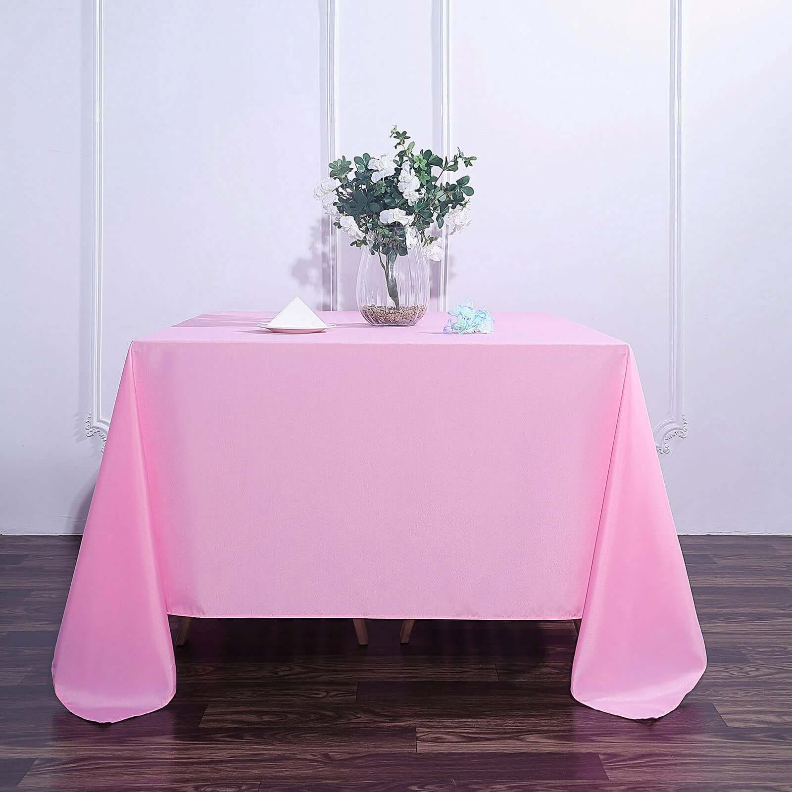 Polyester Square 90"x90" Tablecloth Pink - Wrinkle-Resistant & Durable Table Cover - Image 2