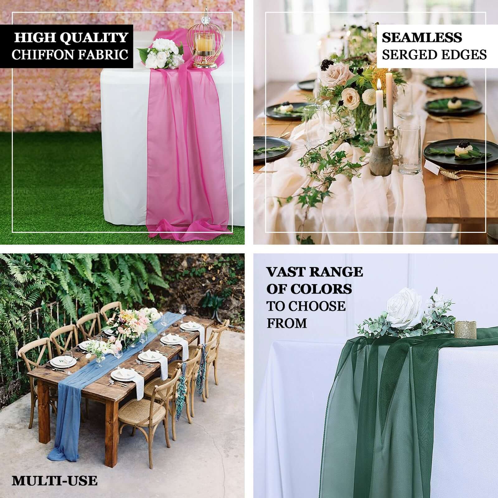 Chiffon 6ft Table Runner Beige - Flowy & Lightweight Table Decor - Image 4