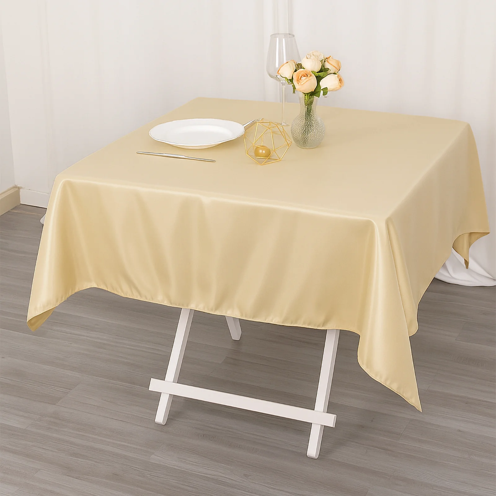 Premium Polyester 54"x54" Square Tablecloth Beige - Stain and Wrinkle-Resistant 220GSM Table Cover - Image 6