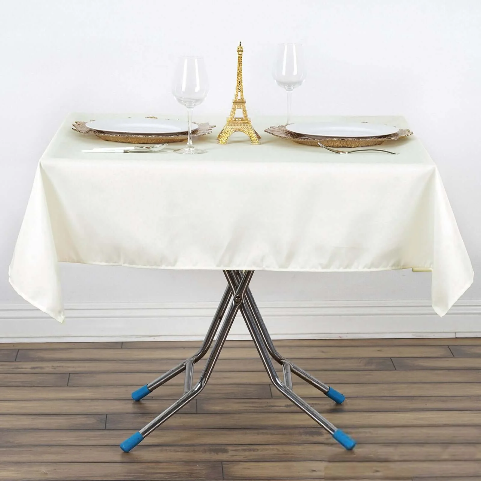 Premium Polyester 54"x54" Square Tablecloth Ivory - Stain and Wrinkle-Resistant 220GSM Table Cover - Image 2