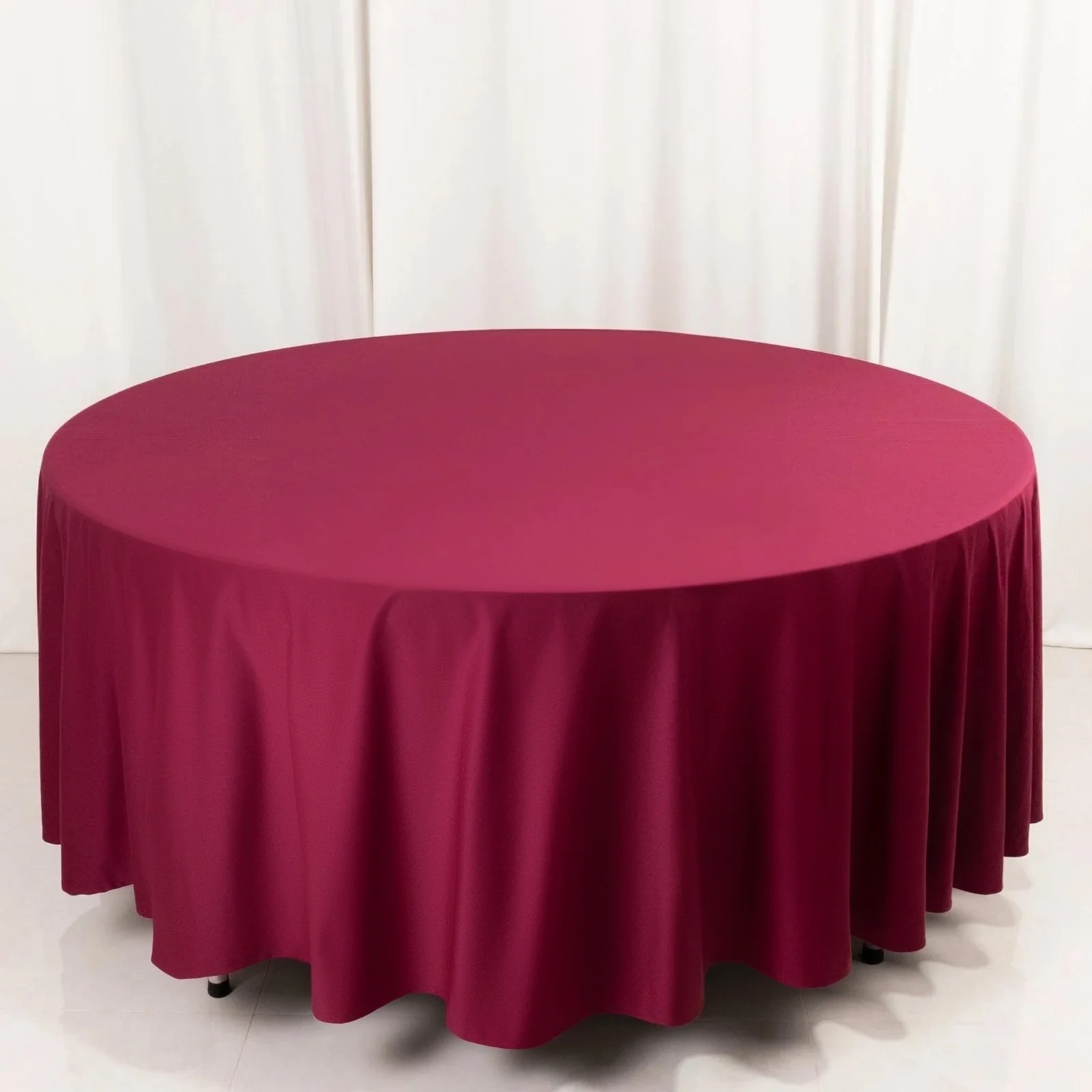 Scuba Round 108" Tablecloth Burgundy - Wrinkle Free & Stain Resistant Table Cover - Image 3