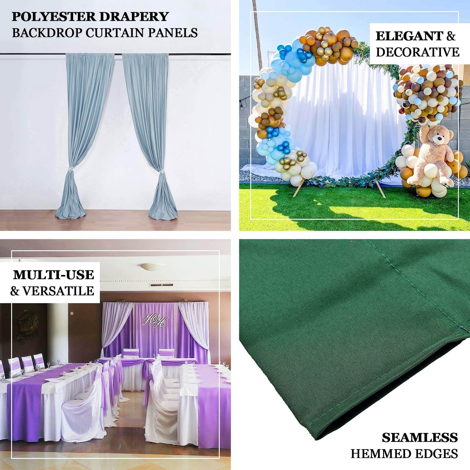 2 Pack 5ftx8ft Purple Polyester Backdrop Drape Curtains With Rod Pockets, Event Divider Panels 130GSM - Image 4
