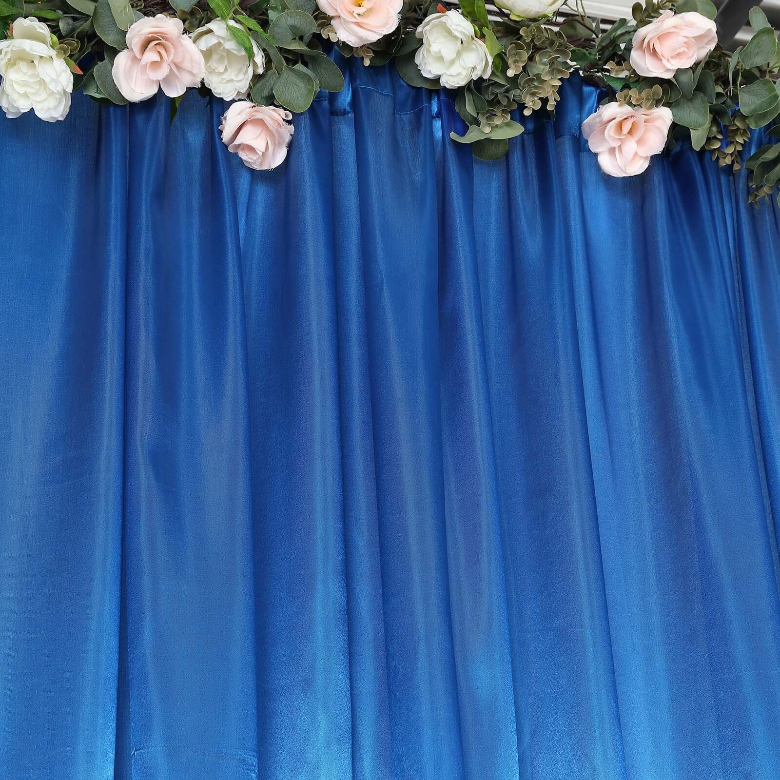 8ftx10ft Royal Blue Satin Event Curtain Drapes, Backdrop Event Panel - Image 2