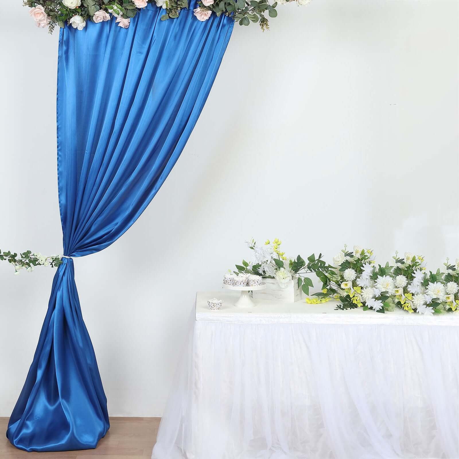 8ftx10ft Royal Blue Satin Event Curtain Drapes, Backdrop Event Panel - Image 6
