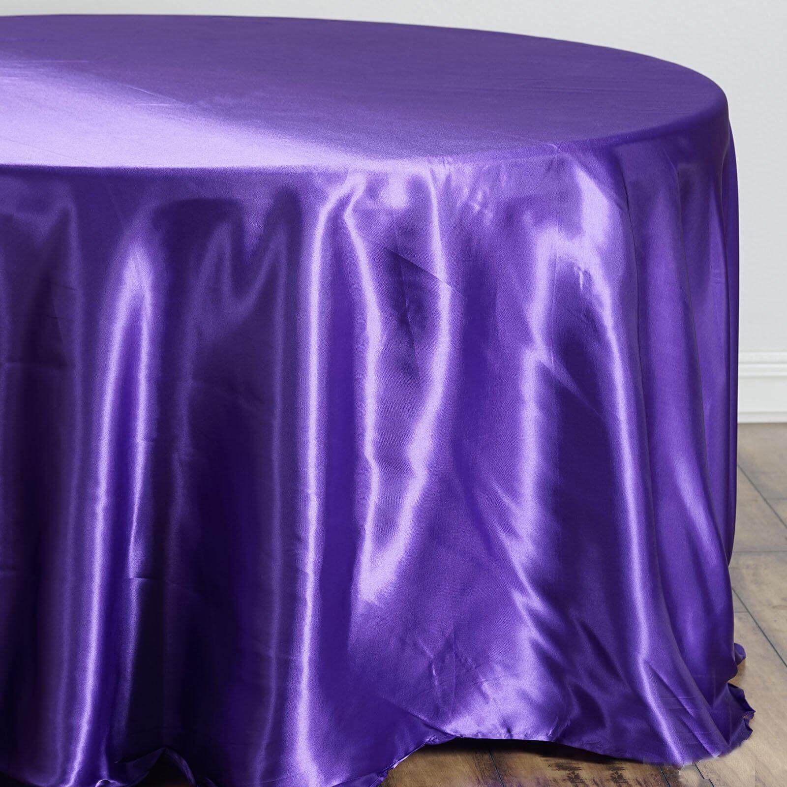Satin 108" Round Tablecloth Purple - Smooth and Lustrous Table Cover - Image 3