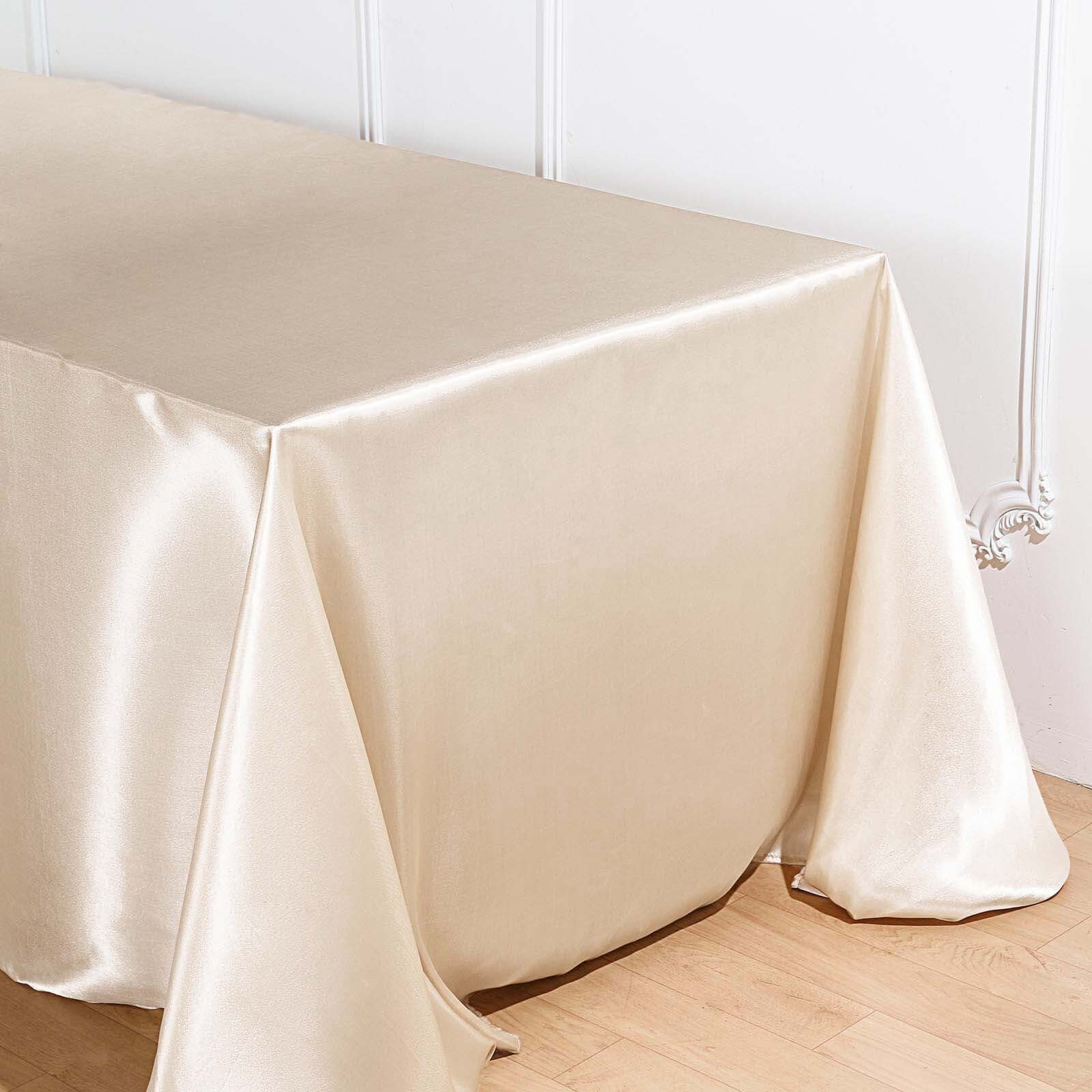 Satin Rectangular 90"x156" Tablecloth Beige - Seamless Table Cover - Image 6