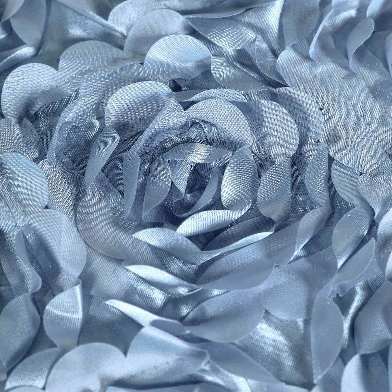 Satin Rosette Chair Cover for Banquet Chairs Dusty Blue - Stretch Fitted Slip-On Slipcover - Image 8