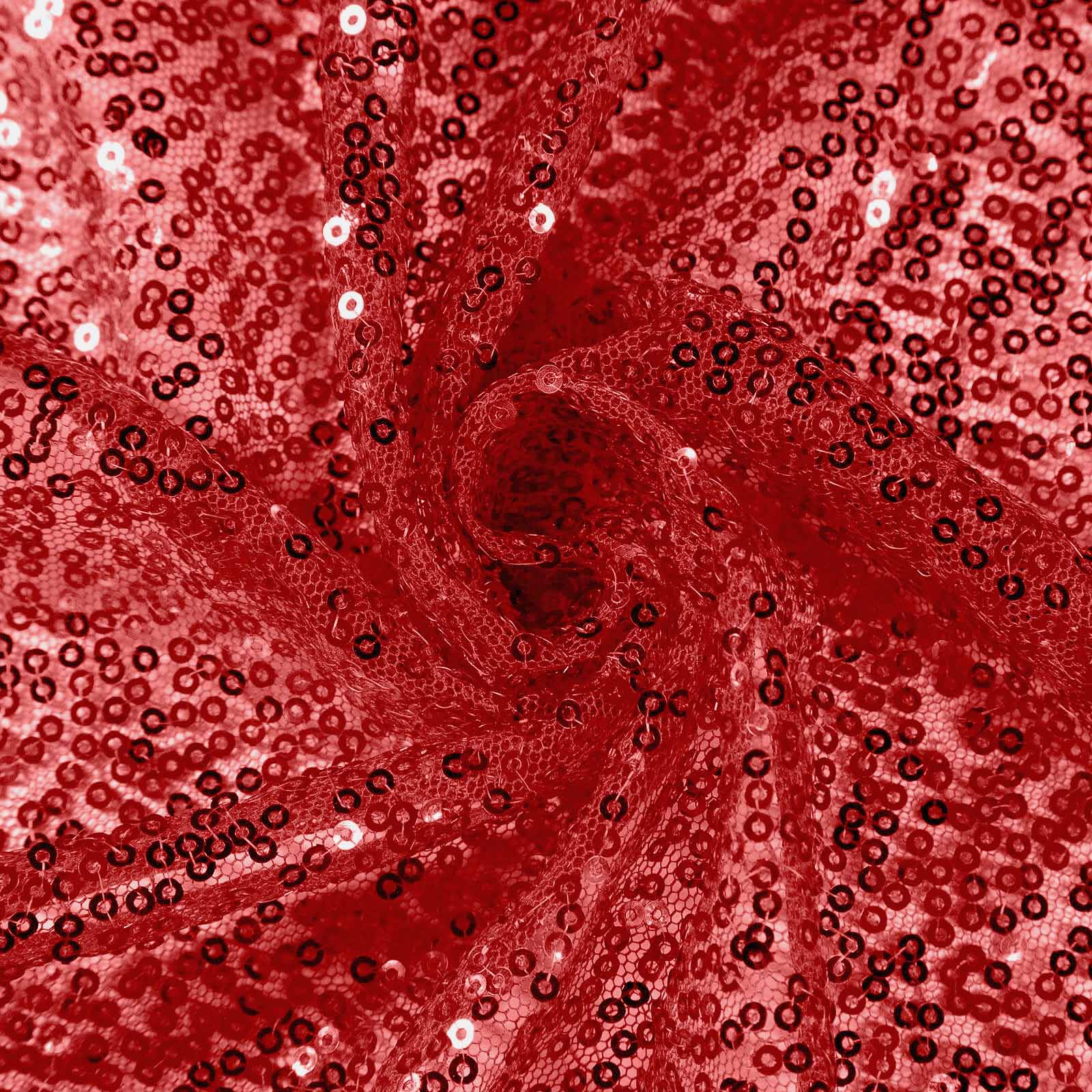 Sequin 132" Round Tablecloth Red - Seamless Dazzling Table Cover - Image 9