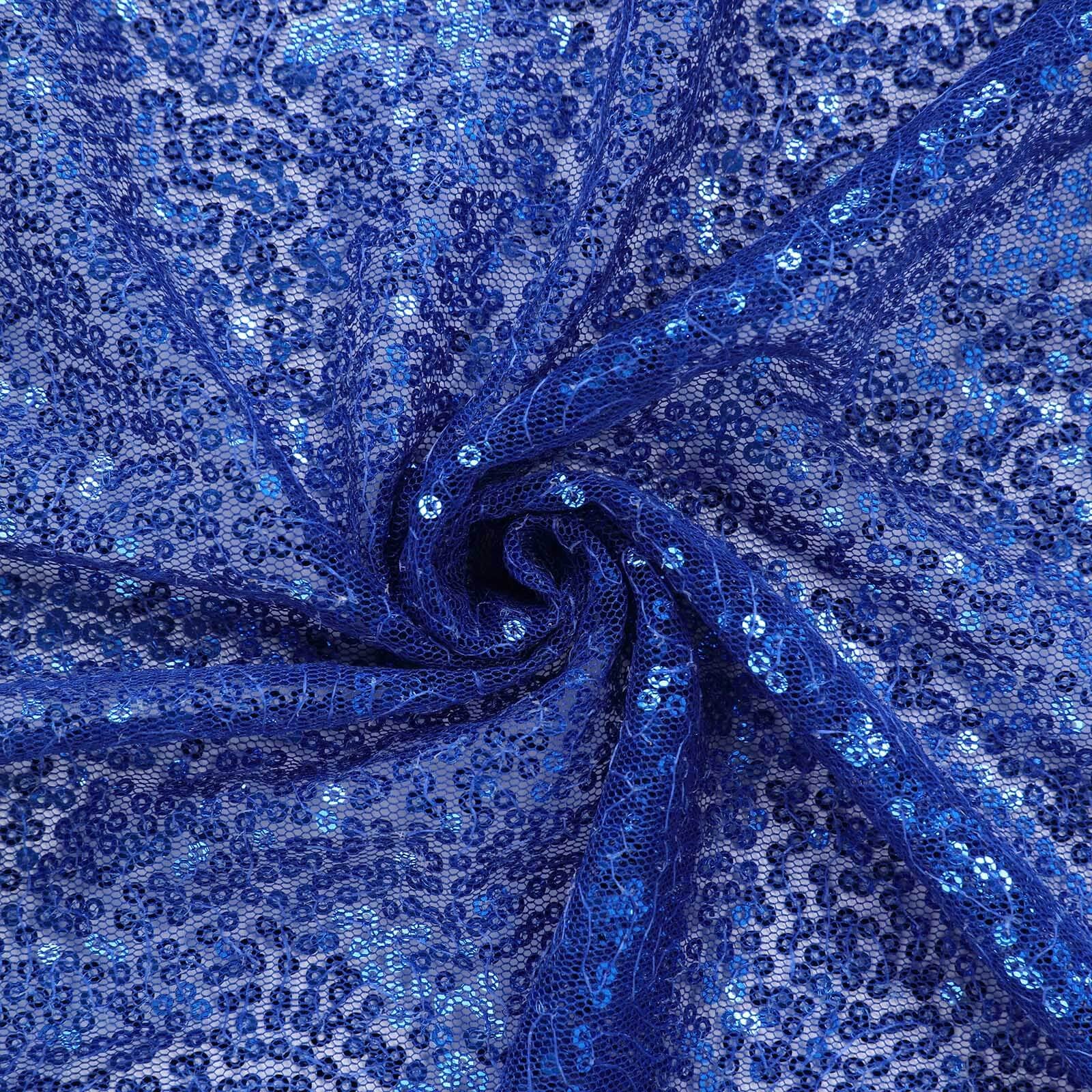 Sequin 90"x156" Rectangle Tablecloth Royal Blue - Seamless Twinkling Table Cover - Image 8