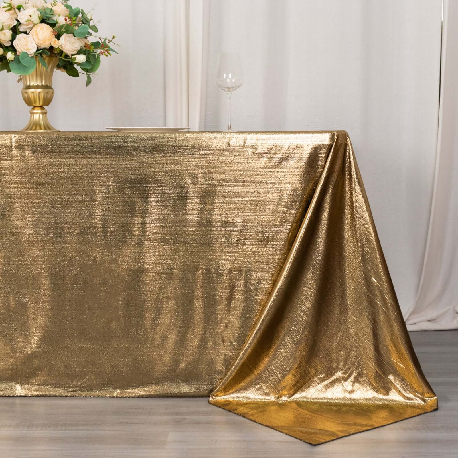 Sequin Dots Polyester 90"x132" Rectangle Tablecloth Shimmering Antique Gold - Seamless, Glittering & Wrinkle Free Table Cover - Image 3