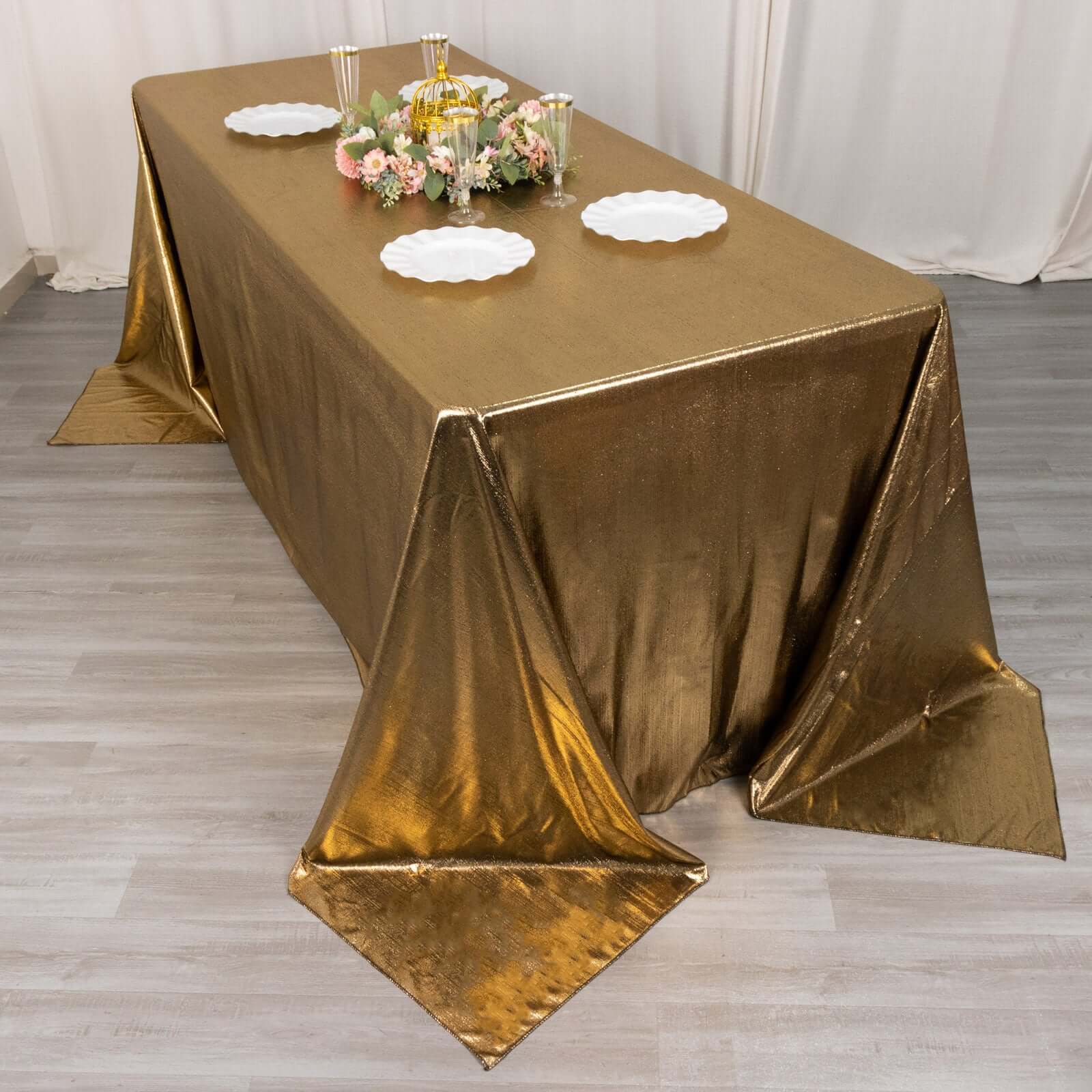 Sequin Dots Polyester 90"x132" Rectangle Tablecloth Shimmering Antique Gold - Seamless, Glittering & Wrinkle Free Table Cover - Image 7