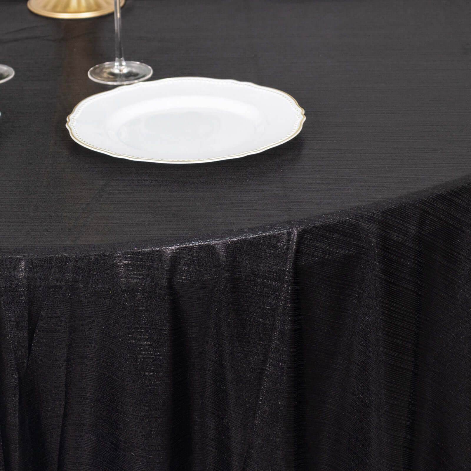 Sequin Dots Polyester Round 120" Tablecloth Shimmering Black - Wrinkle Free & Sparkling Table Cover - Image 5