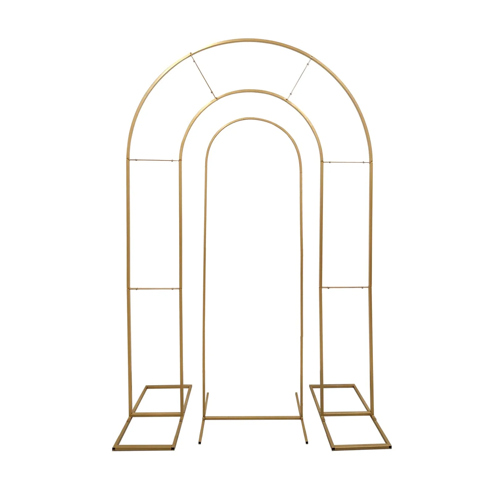 Set of 2 Gold Metal Round Top Chiara Backdrop Stand Wedding Arches, Double Arch Floral Balloon Frame Ceremony Arbors - 6ft,8ft - Image 8
