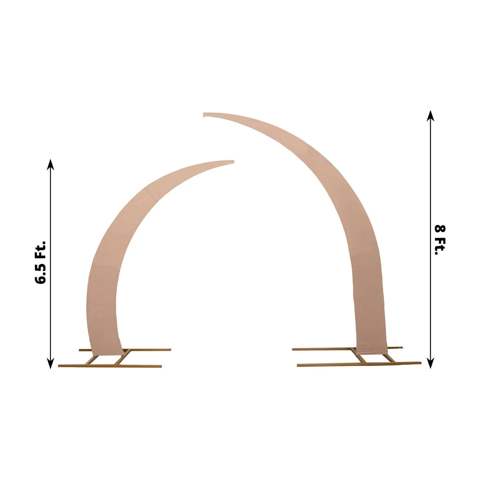 Set of 2 Nude Spandex Half Crescent Moon Backdrop Stand Covers, Custom Fitted Wedding Arch Cover for Curved Arbor Flower Balloon Frame - Image 3
