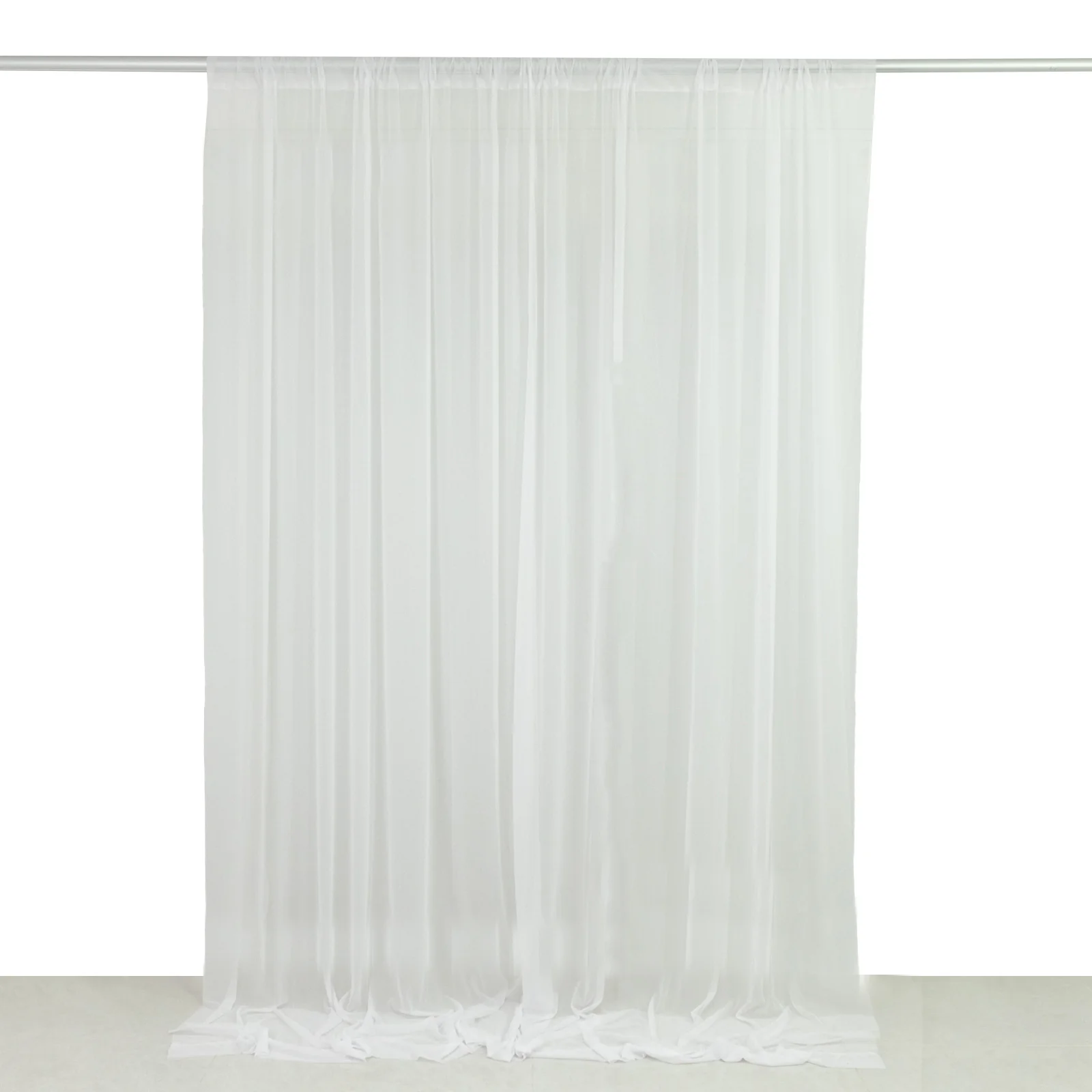 Sheer Backdrop Curtain Panel 10ft × 10ft White – Wedding Arch Drape with Rod Pocket - Image 2