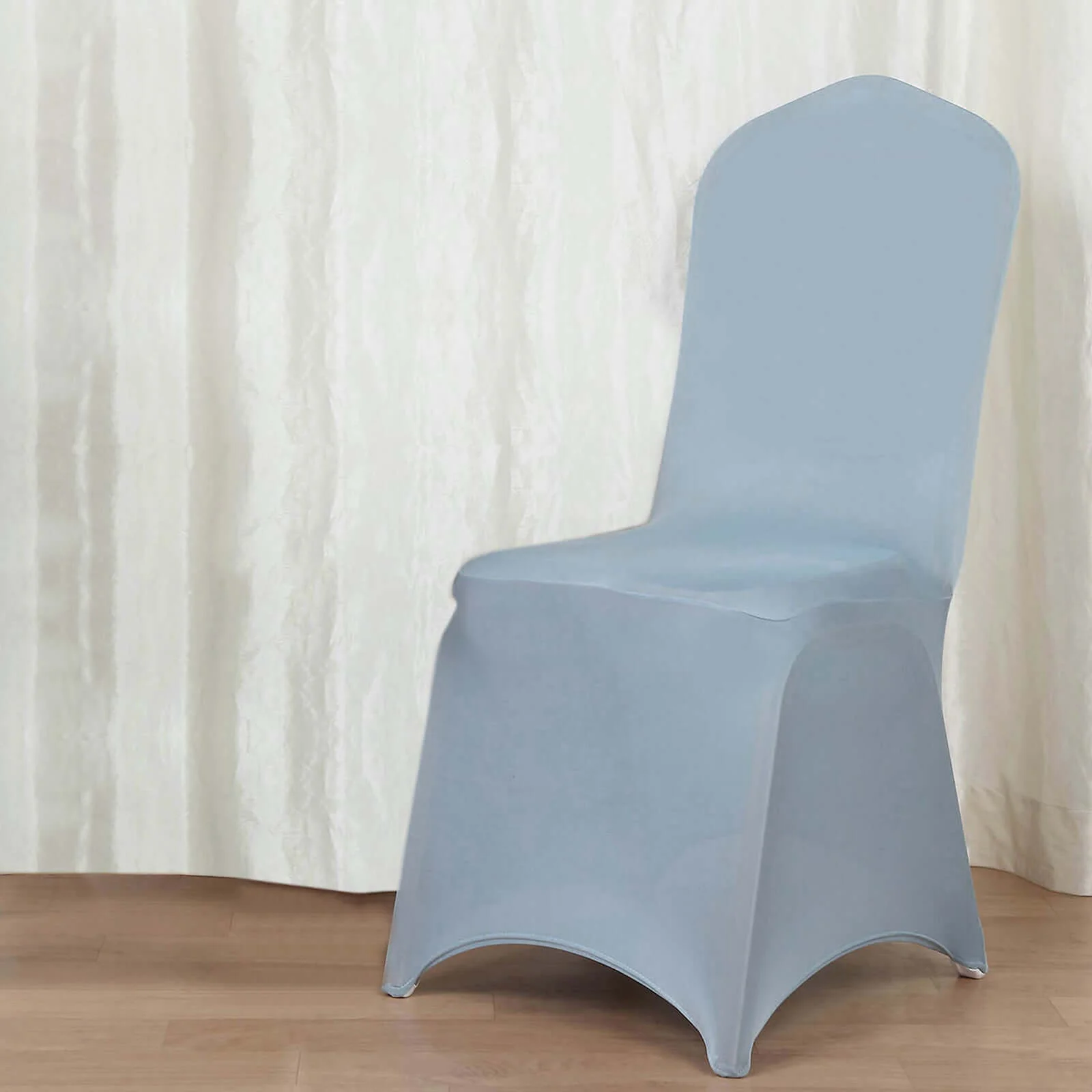 Spandex Chair Cover for Banquet Chairs Dusty Blue - Stretch 160GSM Fabric with Slip-On Slipcover - Image 2