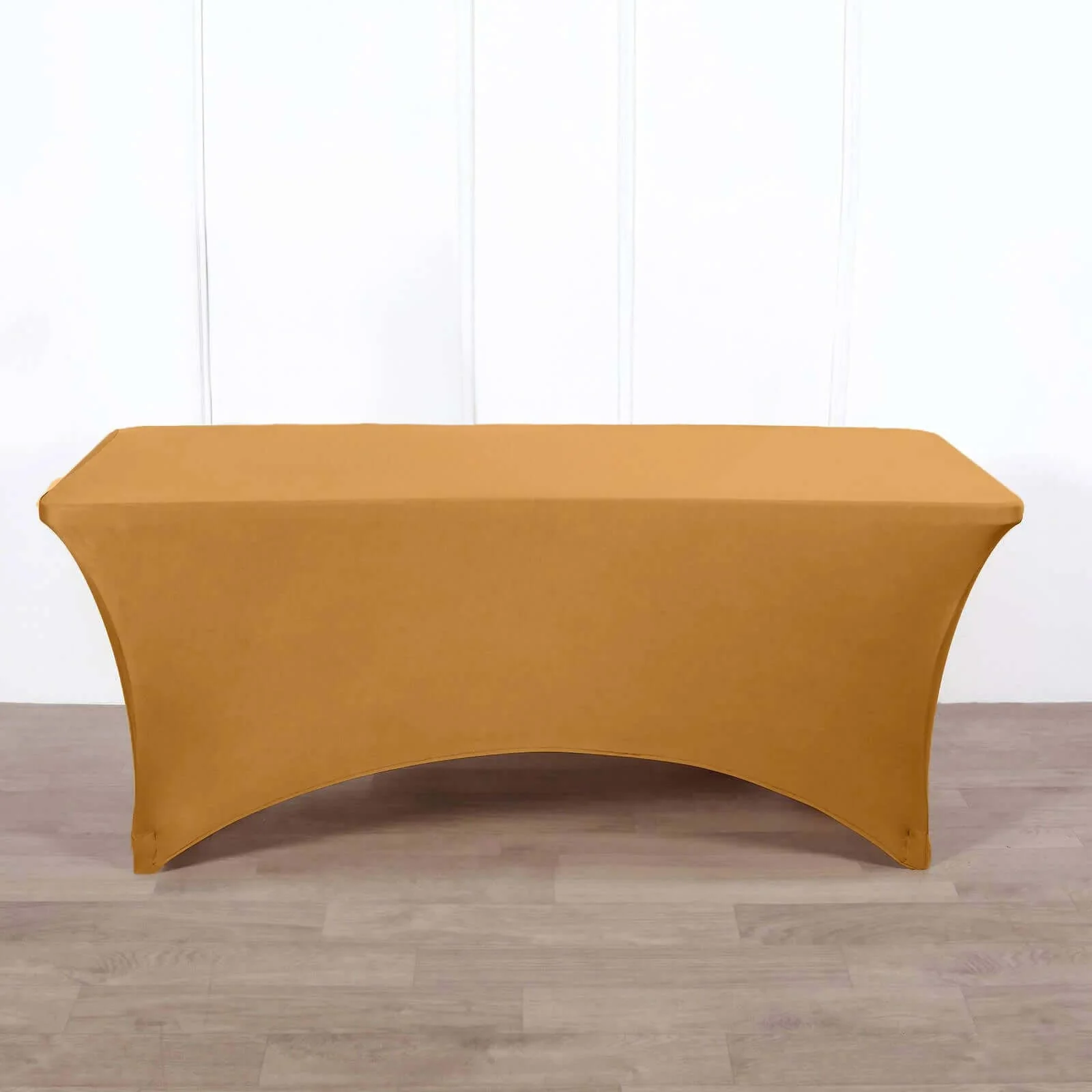 Stretch Spandex 96"x30" Rectangle Table Cover Gold - Durable Form-Fitting Tablecloth for Events & Presentations - Image 6