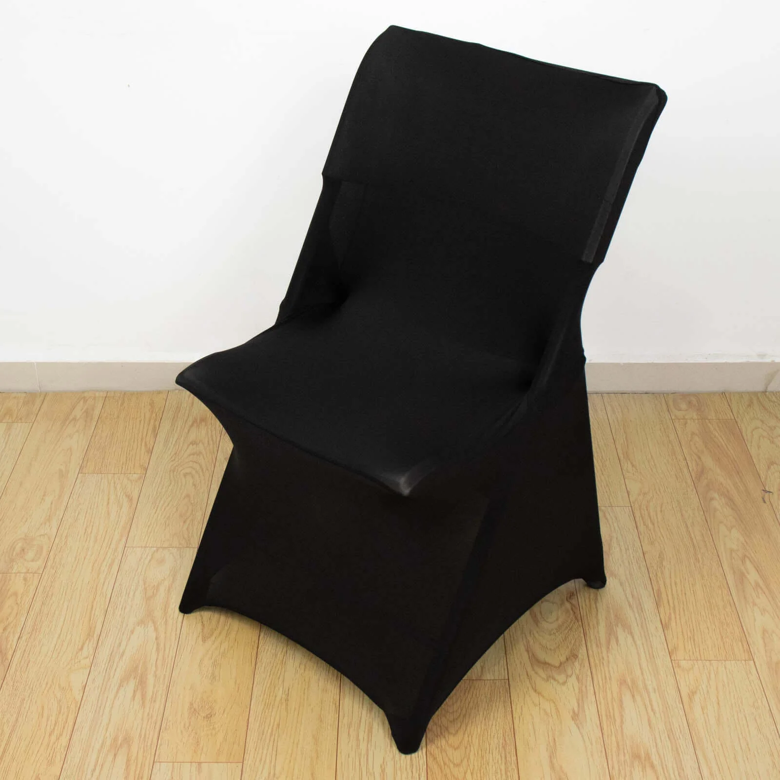 Stretch Spandex Chair Cover Black for Lifetime Folding Chairs - Wrinkle Resistant Snug Fit Slipcover with Foot Pockets - Image 2