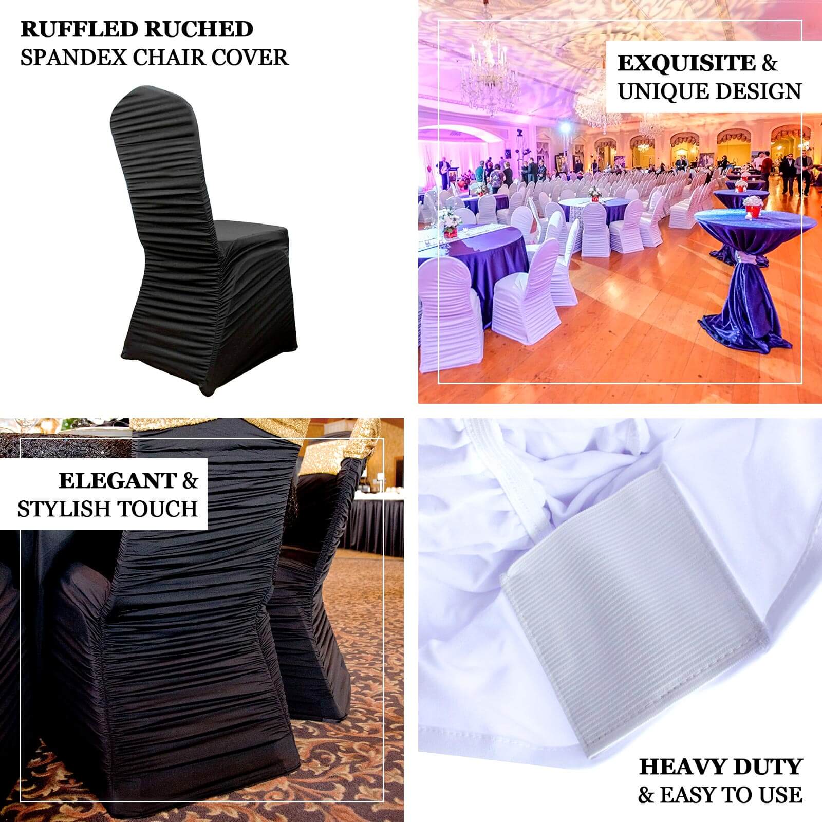 Stretch Spandex Chair Cover Rouge for Banquet Chairs White - Sleek Fitted Slip-On Slipcover for Weddings & Gatherings - Image 3