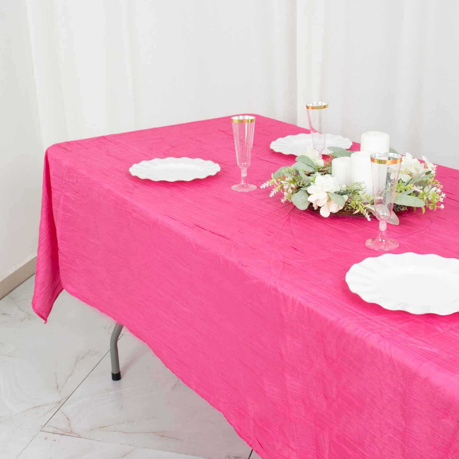 Taffeta 60"x102" Rectangle Tablecloth Fuchsia - Accordion Crinkle Table Cover - Image 7