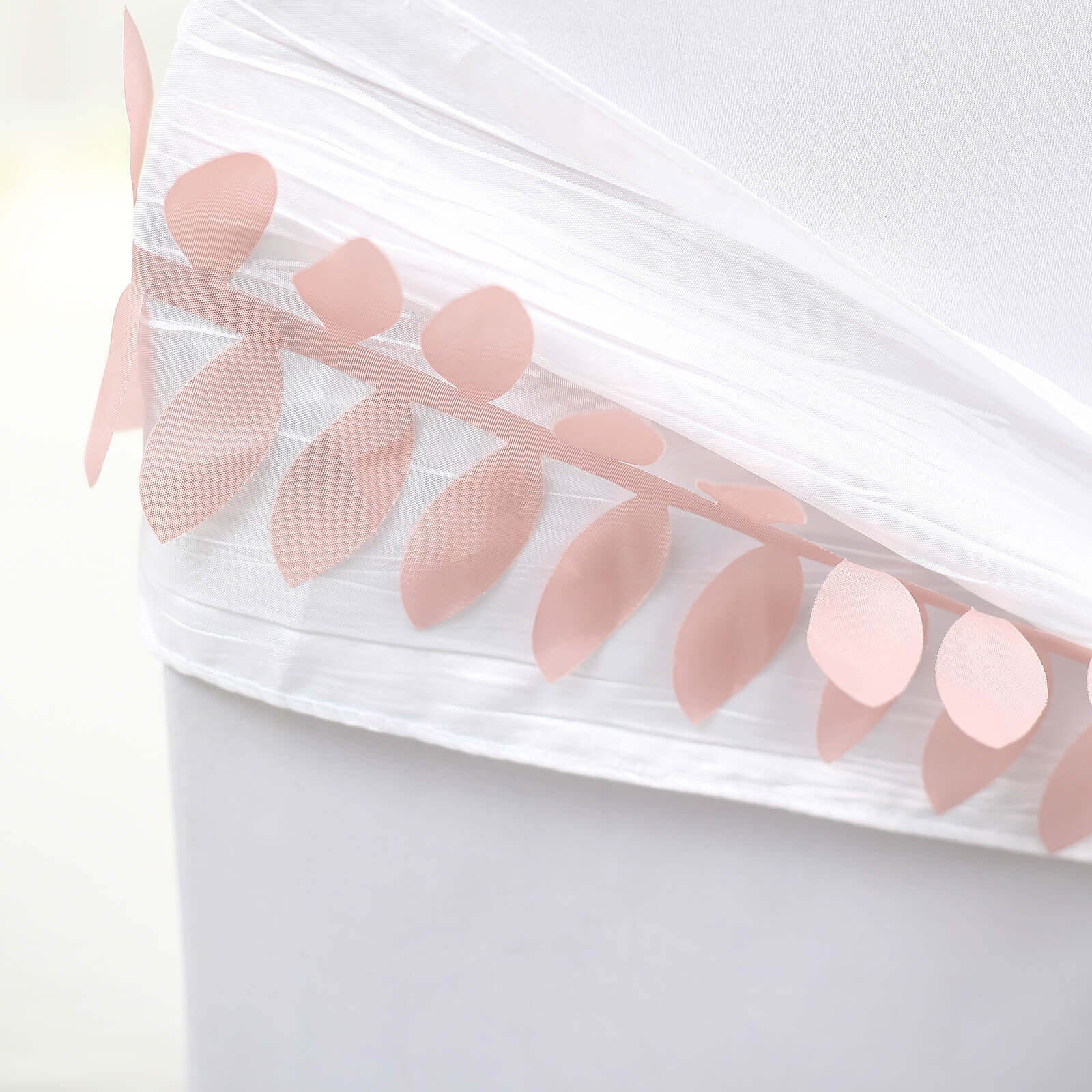 Taffeta Ribbon Sash with 4" Leaf Petal Design Dusty Rose 50ft - Sophisticated Artificial Fabric Garland - Image 10