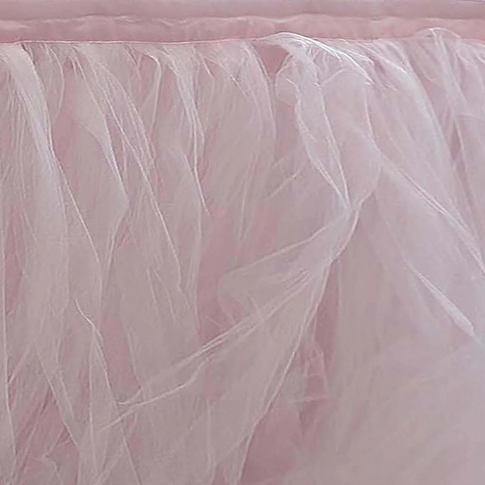 Tulle 14ft Table Skirt Blush - 4 Layer Pleated Tutu Table Cover - Image 8